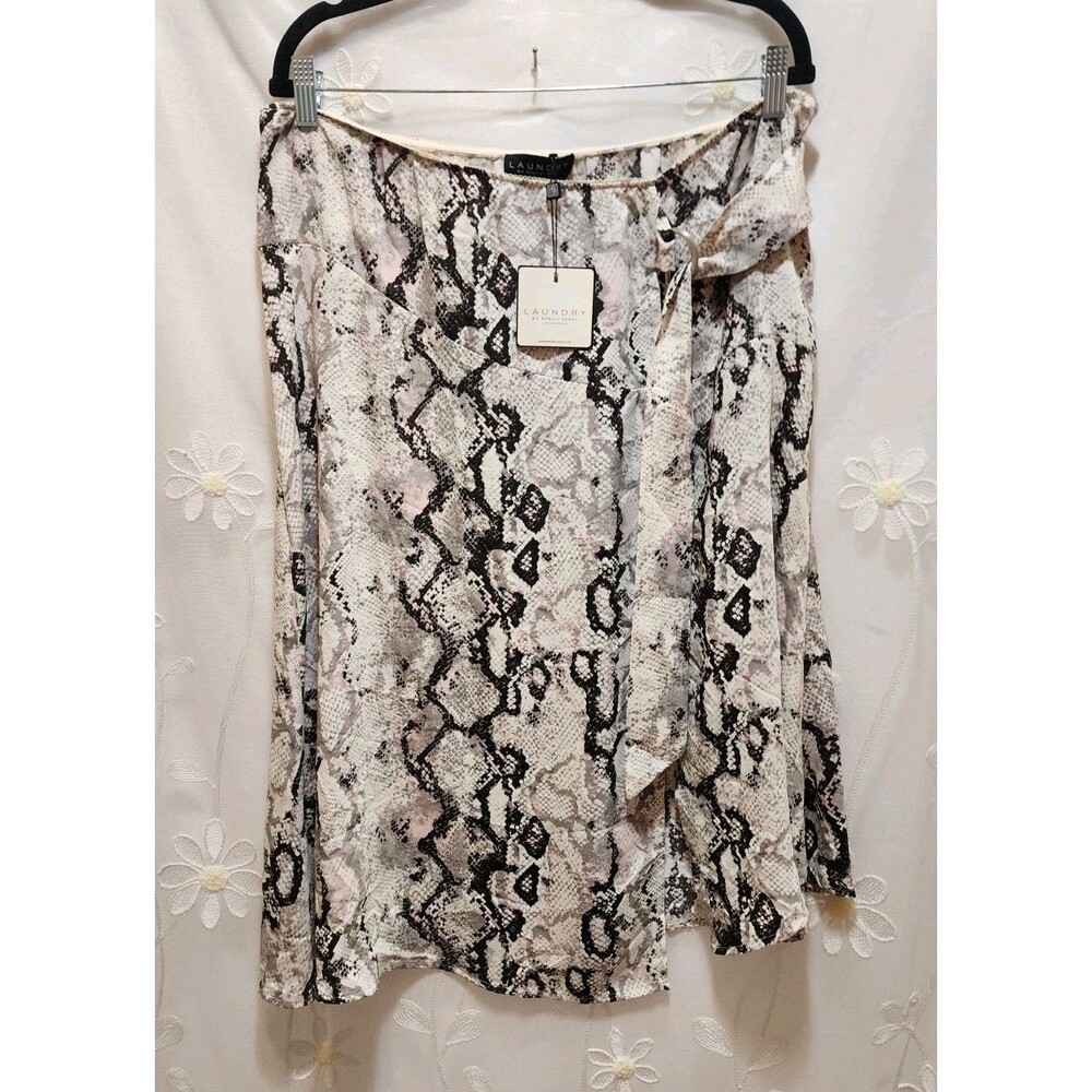 Laundry Womens White XL Slit Maxi Skirt Snake Skin Animal Print Exotic Baddie - Picture 1 of 16
